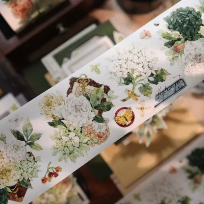 YIER Studio Pre-cut Green flowers PET Tape 2.17×118.11 inch