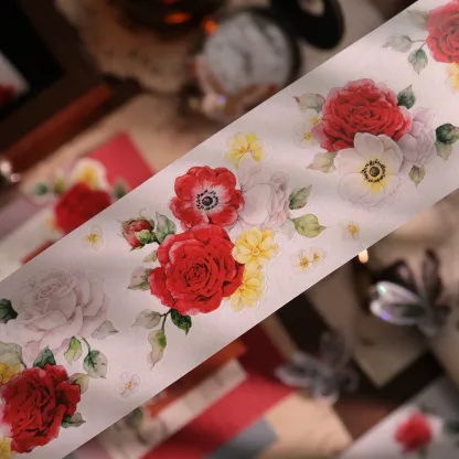 YIER Studio Pre-cut Red flowers PET Tape 2.17×118.11 inch