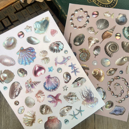 Holographic Pearl Seashell Marine Elements Stickers