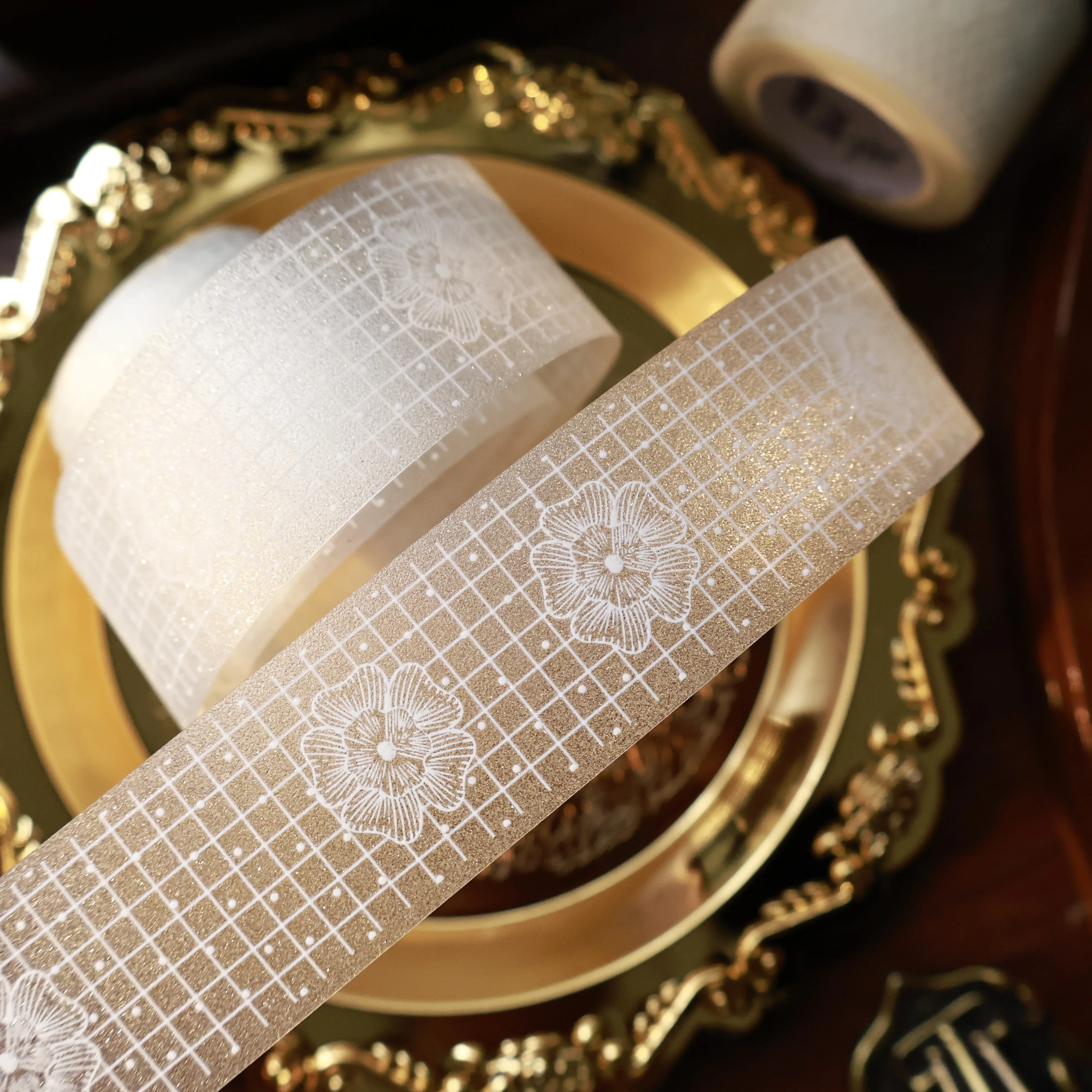 YIER Studio White lace-themed frosted PET 28mm*300cm