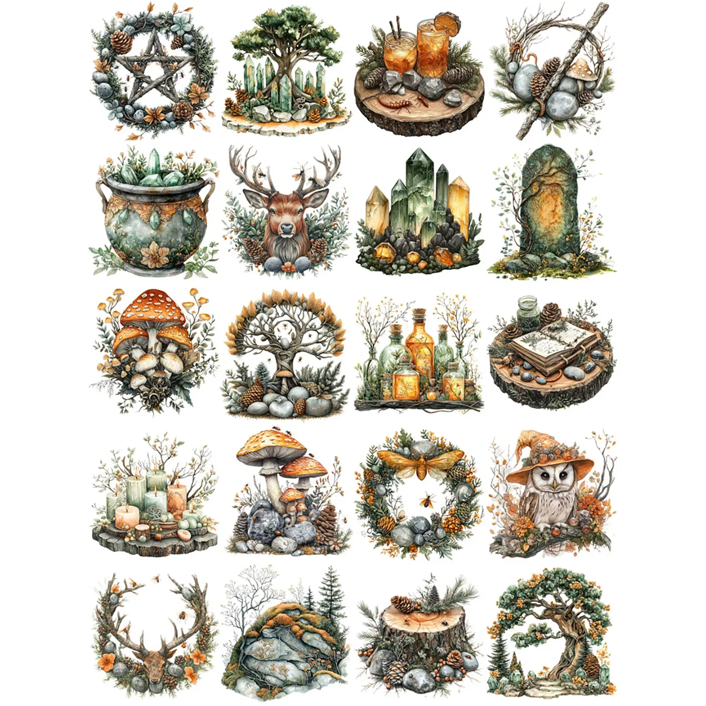 Forest Girl Theme adhesive stickers