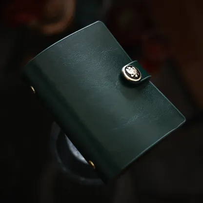 Vintage Genuine Leather M5 Ring Binder Notebook | Pocket Size Refillable Journal with 90 Blank Sheets