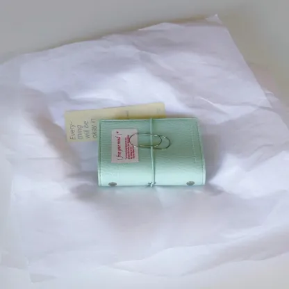 Minimalist M5 Leather Journal with Fabric Label | Colorful Collage Pocket Notebook, 60 Blank Sheets