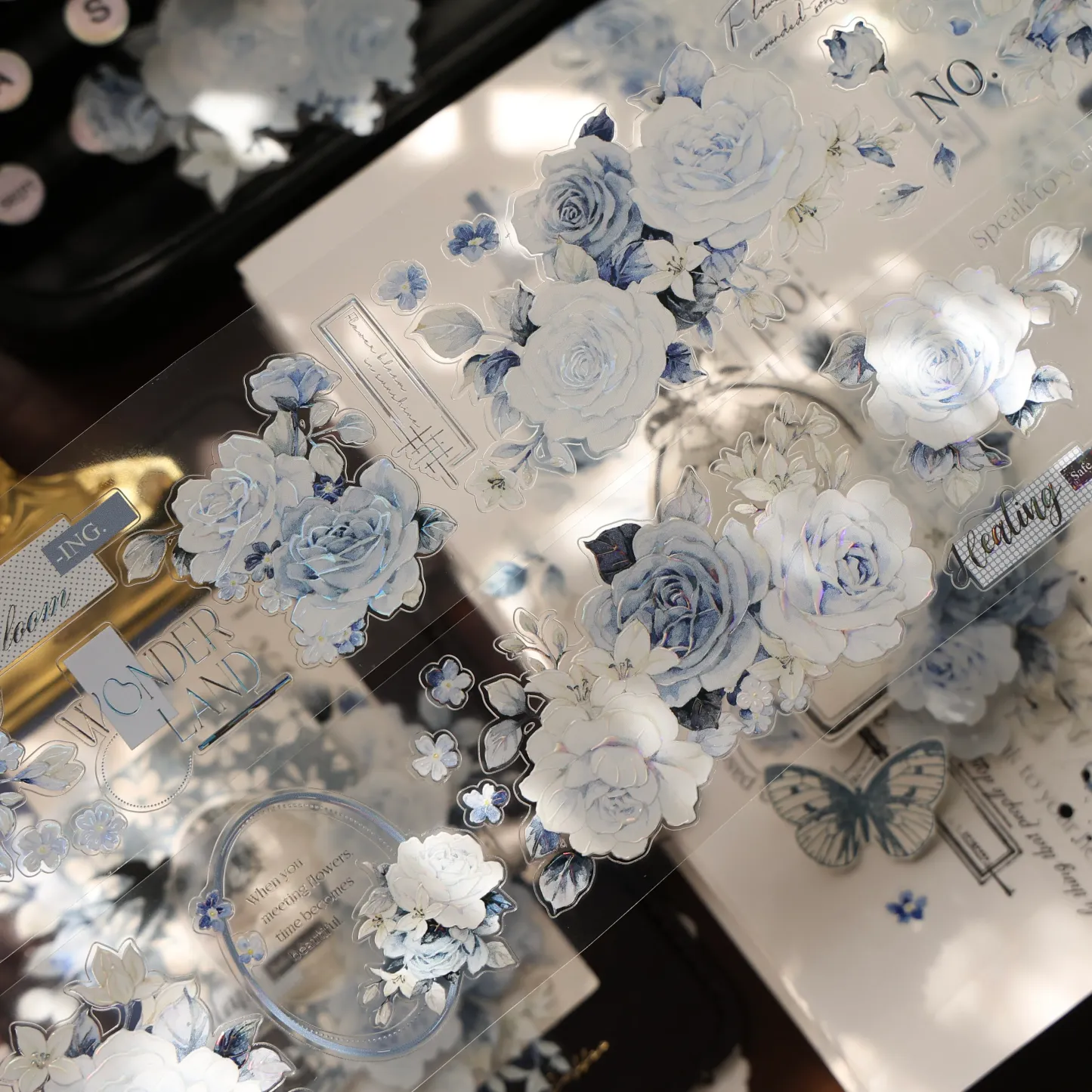 YIER Studio Blue Rose Theme PET Washi Tape 1.97*196.85 inch