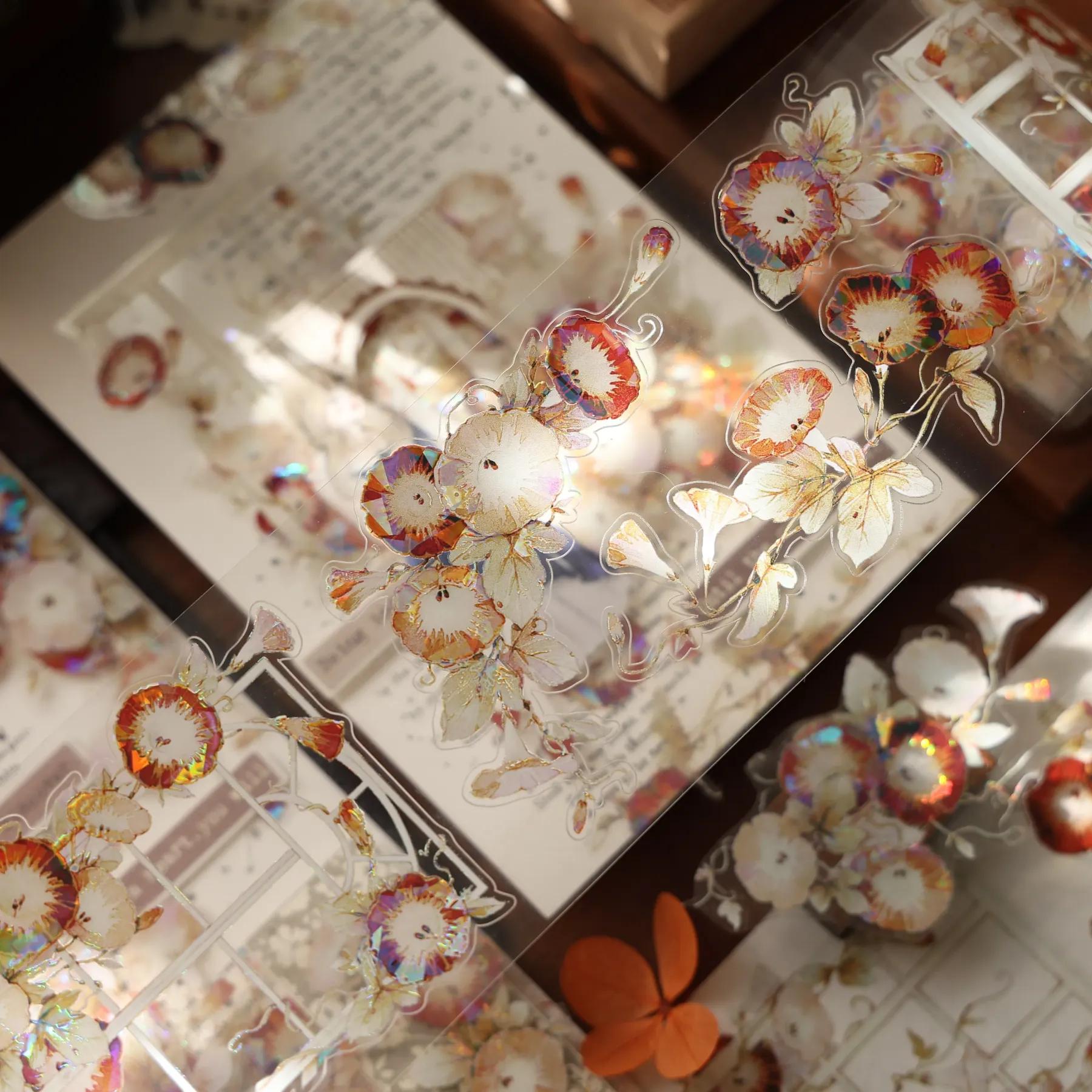 YIER Studio Morning Glory flowers PET Washi Tape 2.56*196.85 inch