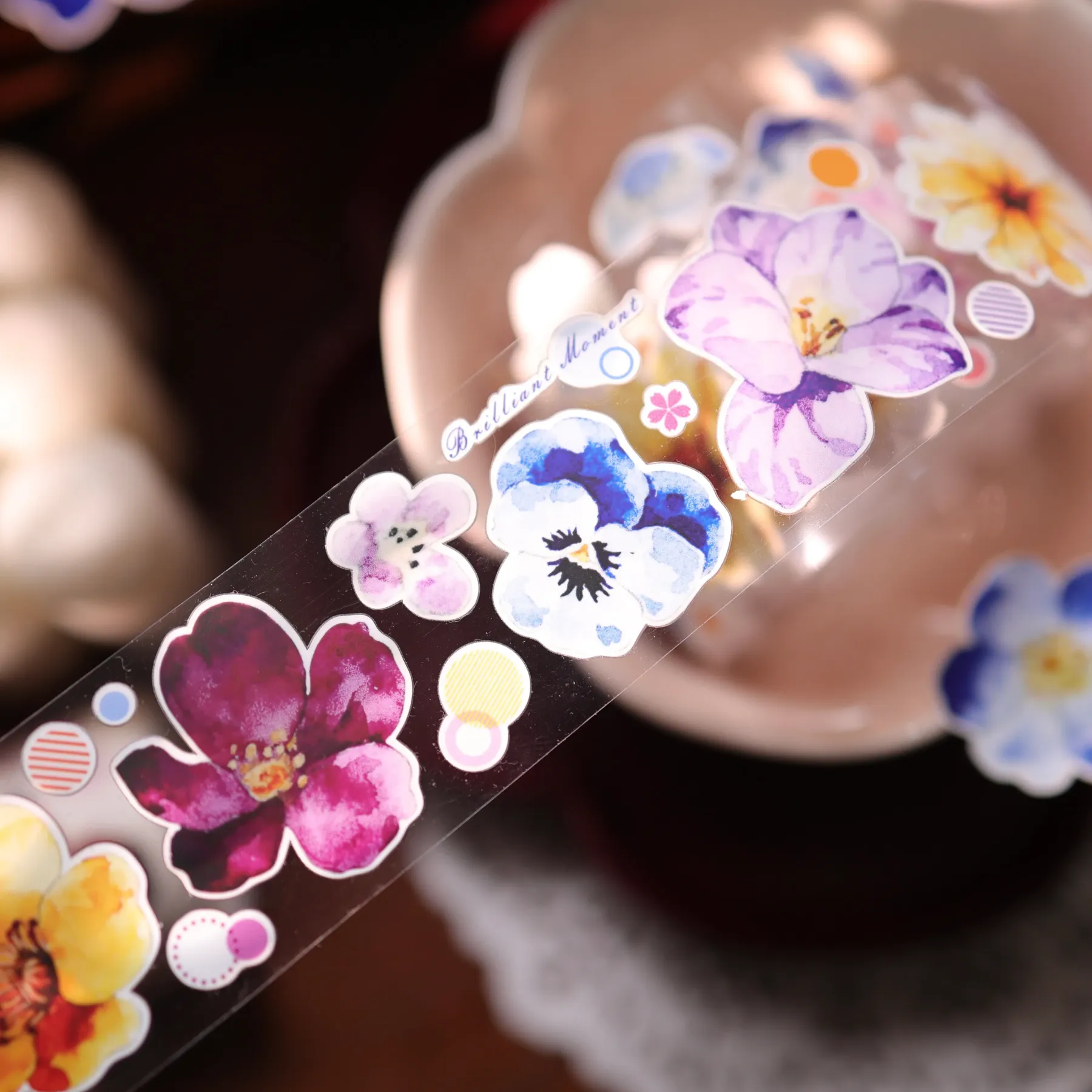 YIER Studio Pre-cut Watercolor Bloom Floral PET Tape 1.38*118.11 inch