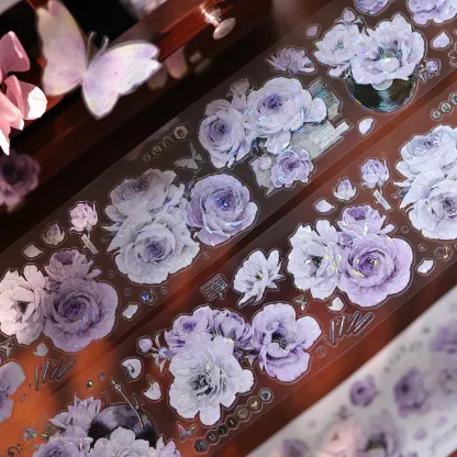 YIER Studio Pre-cut Purple flowers PET Tape 2.36*196.85 inch