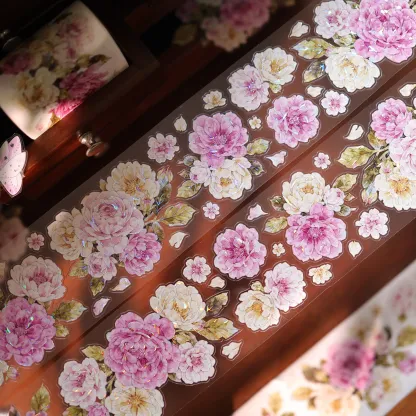 YIER Studio Pre-cut Pink flowers PET Tape 2.17*196.85 inch