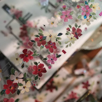YIER Studio Pre-cut Red flowers PET Tape 2.36×118.11 inch