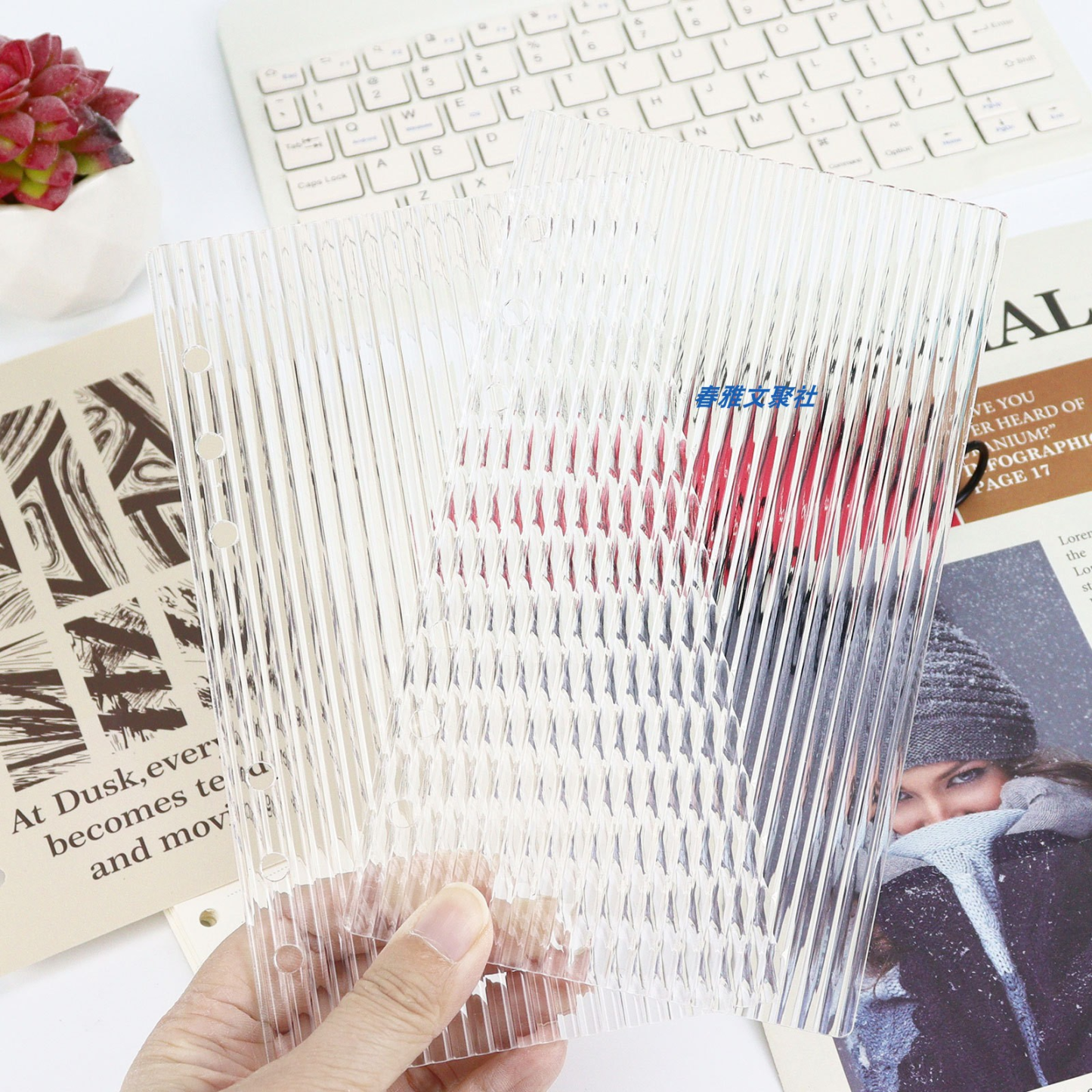 A5 A6 Thick Striped Acrylic Binder with Detachable Cover