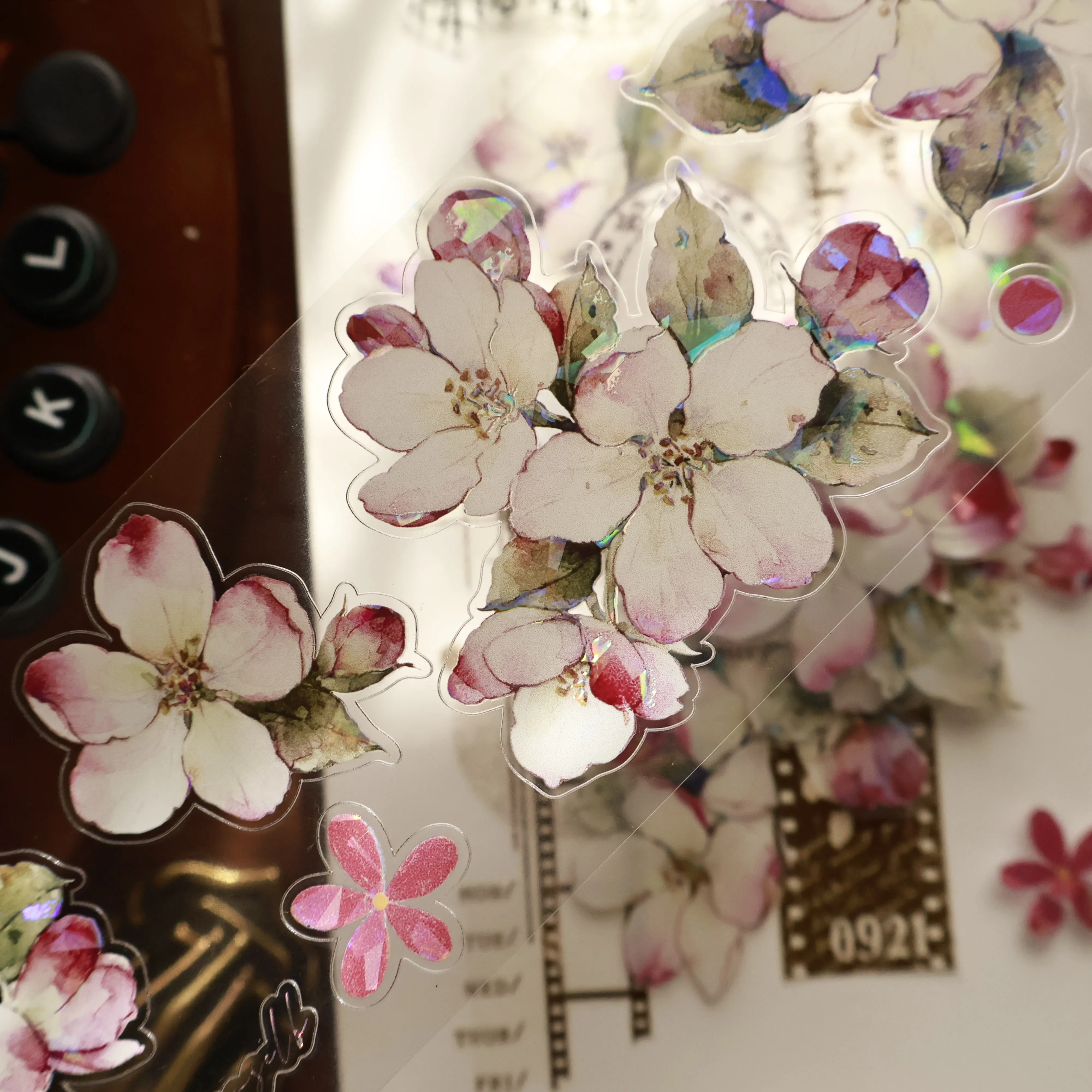 YIER Studio Pink Crabapple blossoms Washi PET Tape 2.17 * 78.74 inch