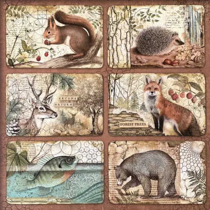 Retro animal adhesive stickers