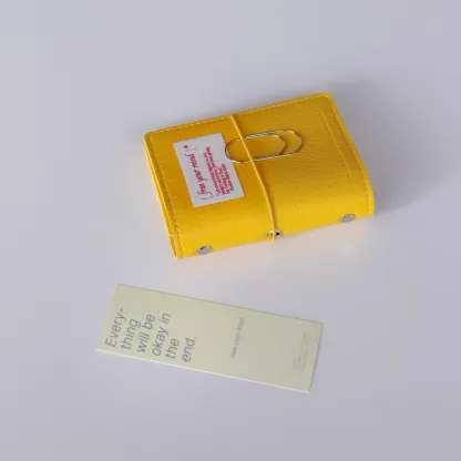 Minimalist M5 Leather Journal with Fabric Label | Colorful Collage Pocket Notebook, 60 Blank Sheets