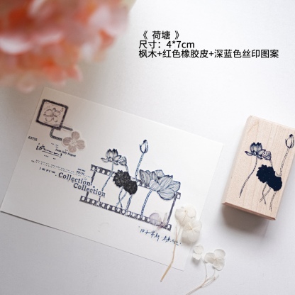 Yuanzi studio Floral Bottle Fan Wooden Stamp