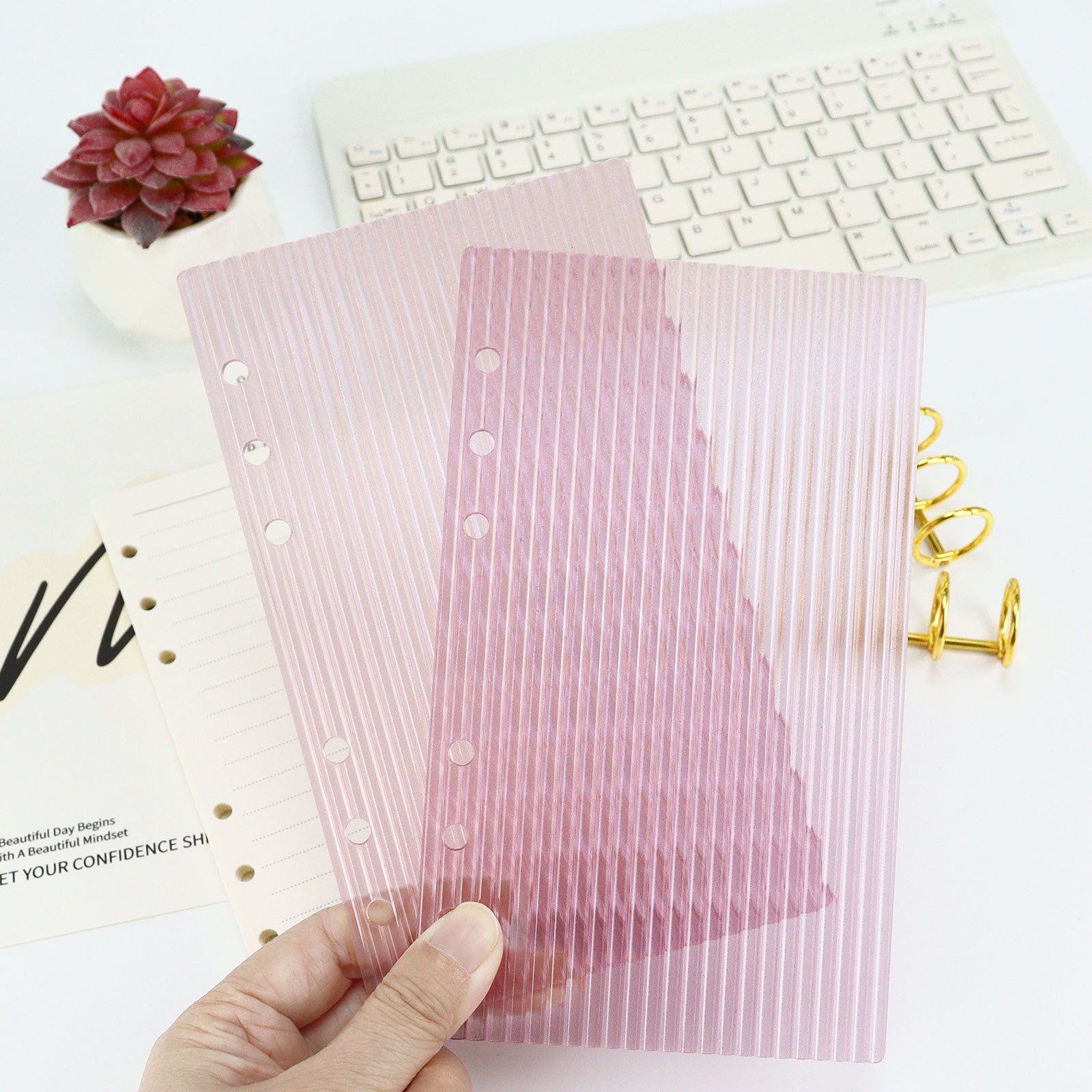 A5 A6 Thick Striped Acrylic Binder with Detachable Cover