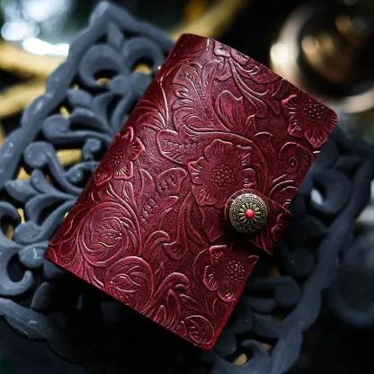 Vintage Genuine Leather M5 Ring Binder Notebook | Pocket Size Refillable Journal with 90 Blank Sheets