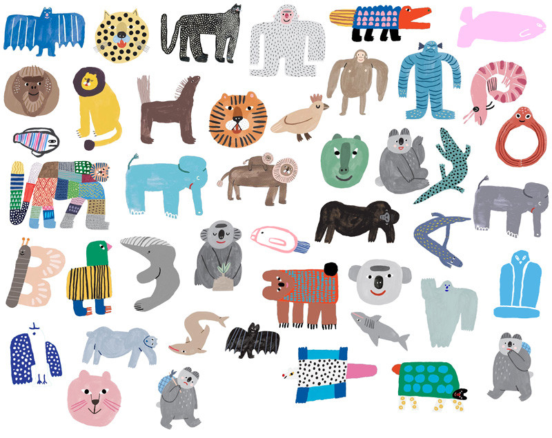 Cute Cartoon Abstract Animal Elements Die-Cut Stickers