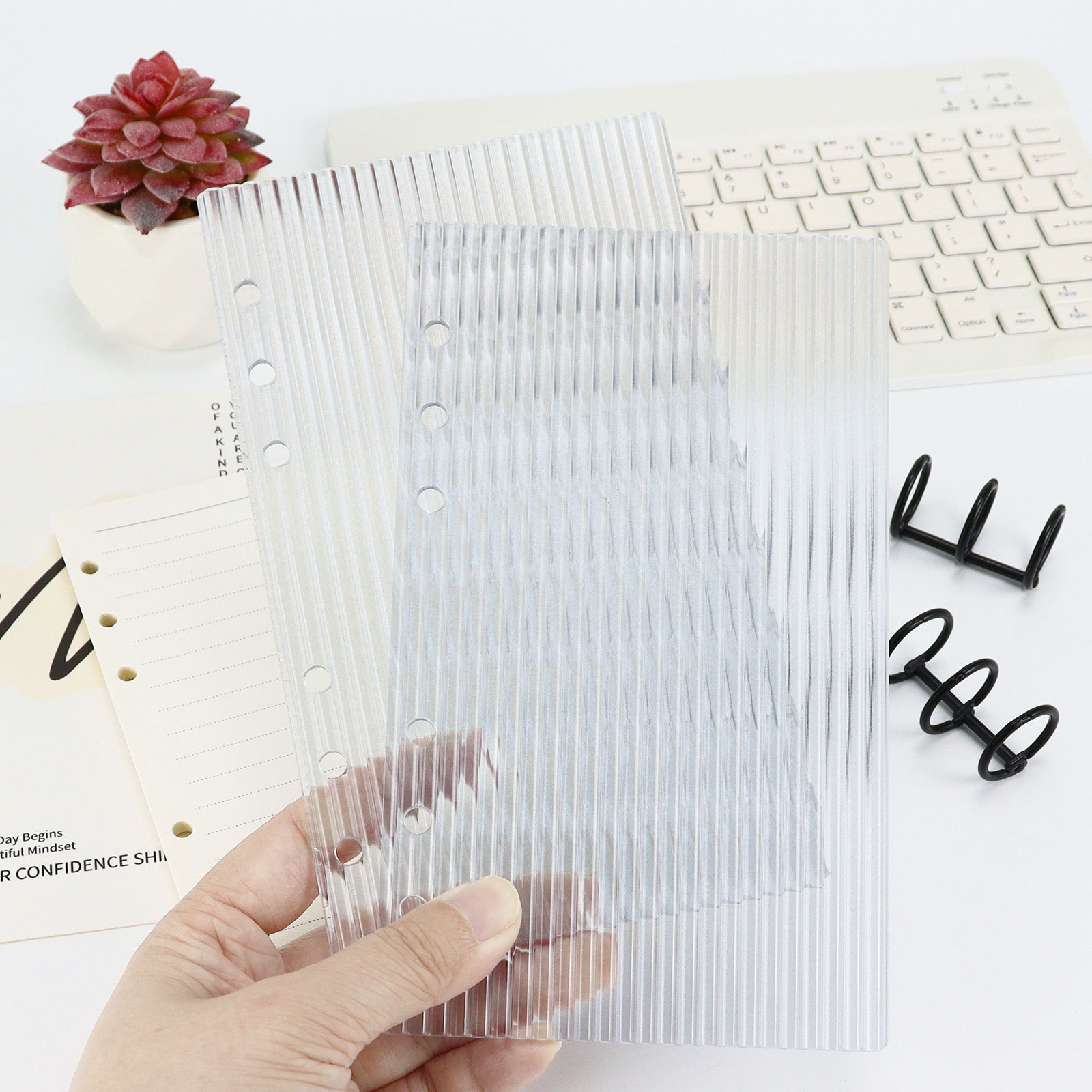 A5 A6 Thick Striped Acrylic Binder with Detachable Cover