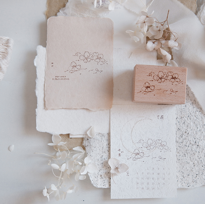 Zoey studio Flower and plant wood stamp-JournalTale