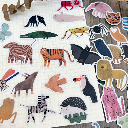 Cute Cartoon Abstract Animal Elements Die-Cut Stickers