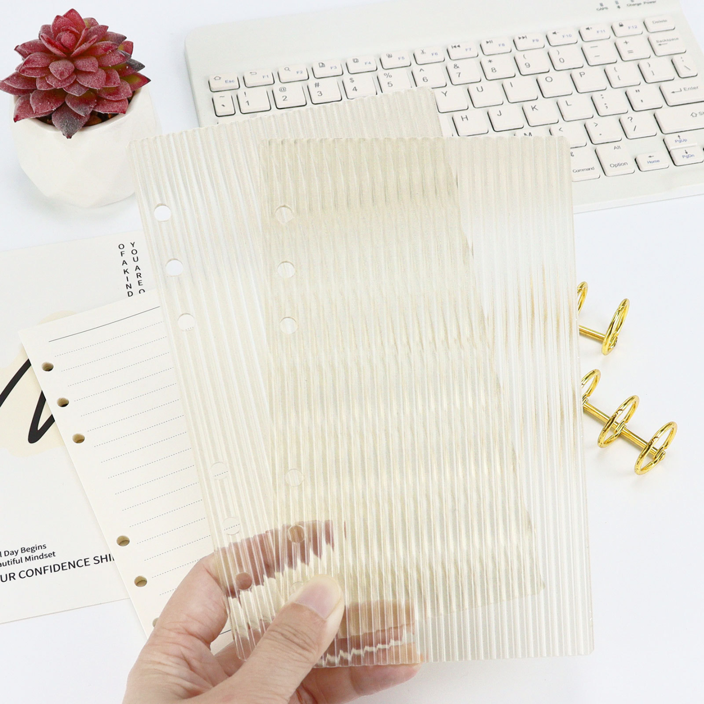 A5 A6 Thick Striped Acrylic Binder with Detachable Cover