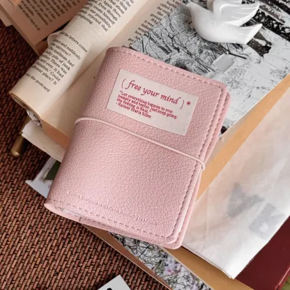 Minimalist M5 Leather Journal with Fabric Label | Colorful Collage Pocket Notebook, 60 Blank Sheets