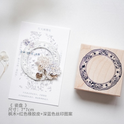 Yuanzi studio Floral Bottle Fan Wooden Stamp