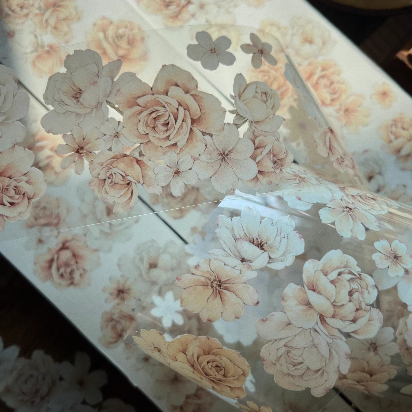 YIER Studio Orange White Vintage Rose PET Washi Tape 2.36 inches * 236.22 inches