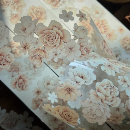 YIER Studio Orange White Vintage Rose PET Washi Tape 2.36 inches * 236.22 inches