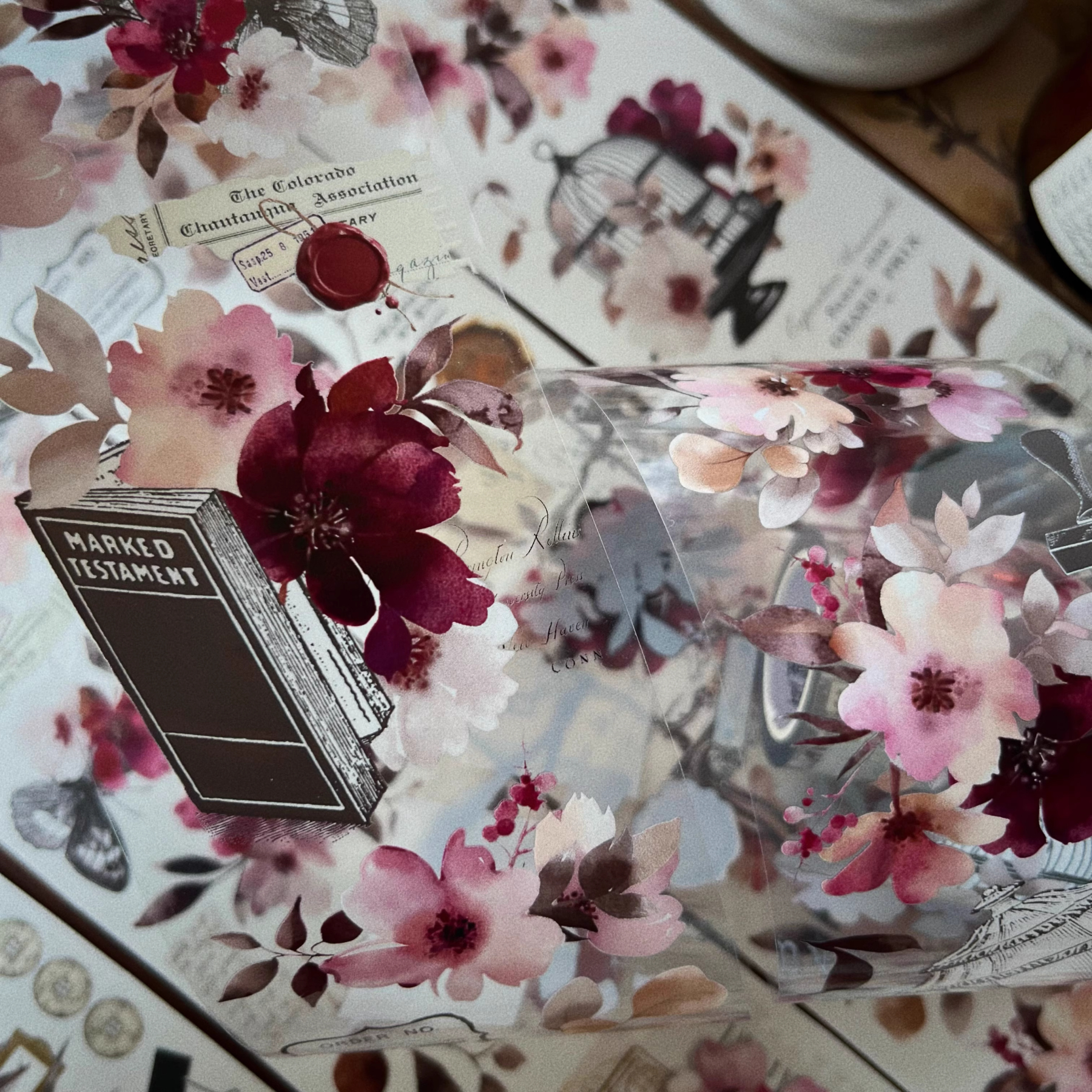 [Copy]YIER Studio Vintage Red Rose PET Washi Tape 2.17 inch * 196.85 inch