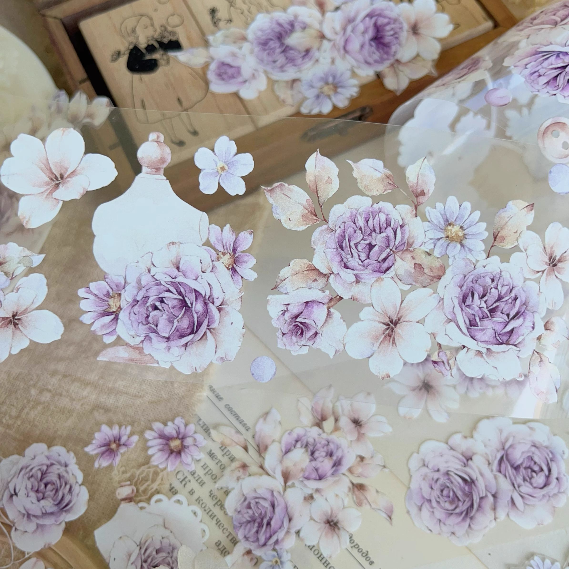 YIER Studio Dusk Purple Flowers PET Washi tape 60mm*600cm