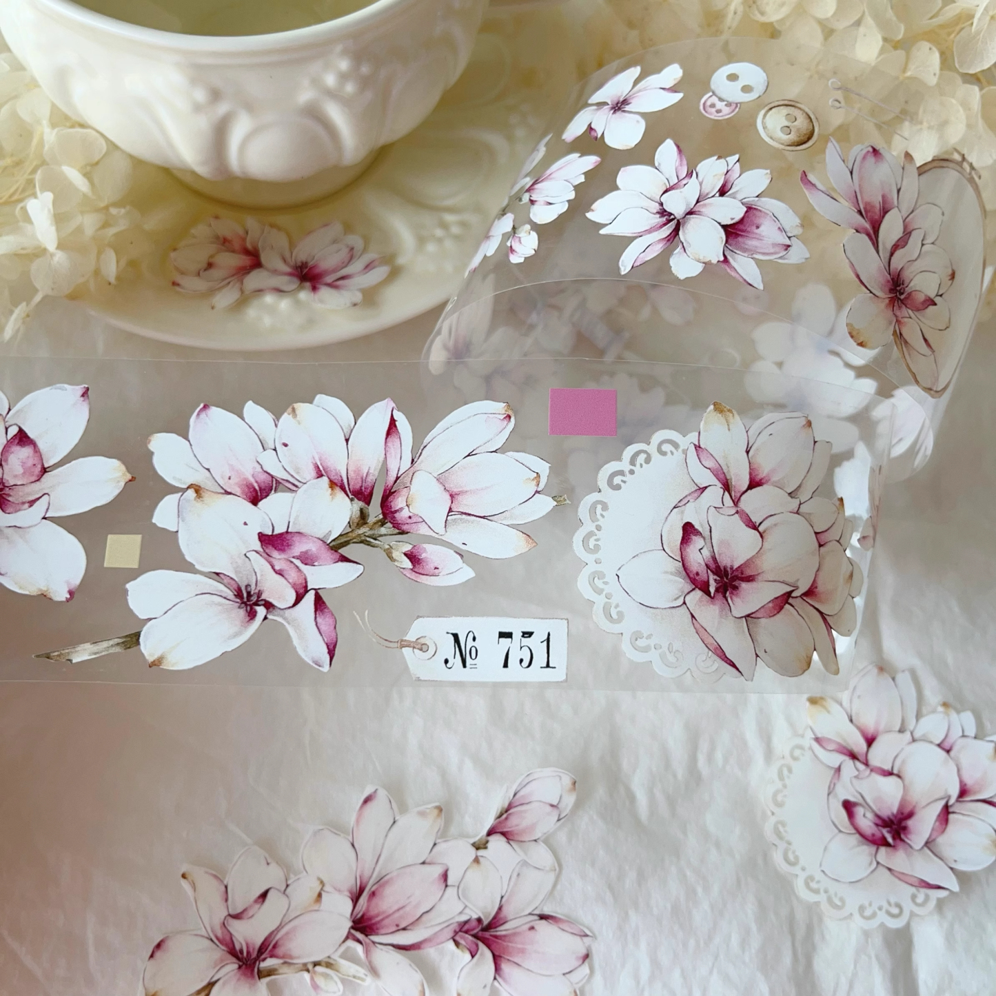 YIER Studio Purple Flowers PET Washi tape 55mm*600cm