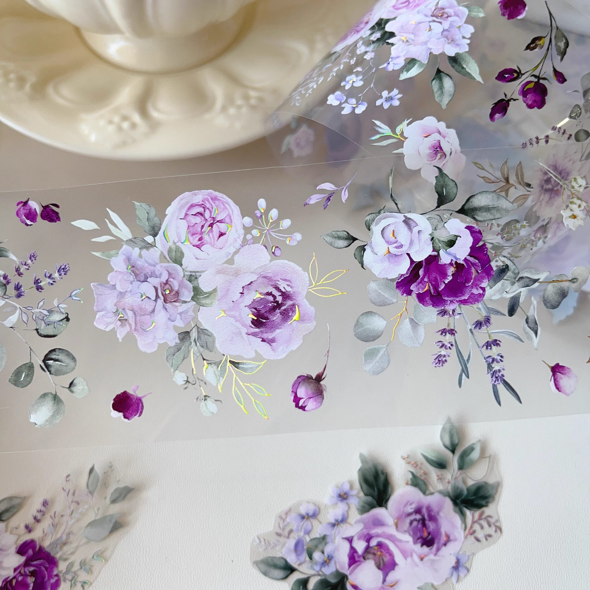 YIER Studio Purple Rose PET Washi tape 55mm*600cm