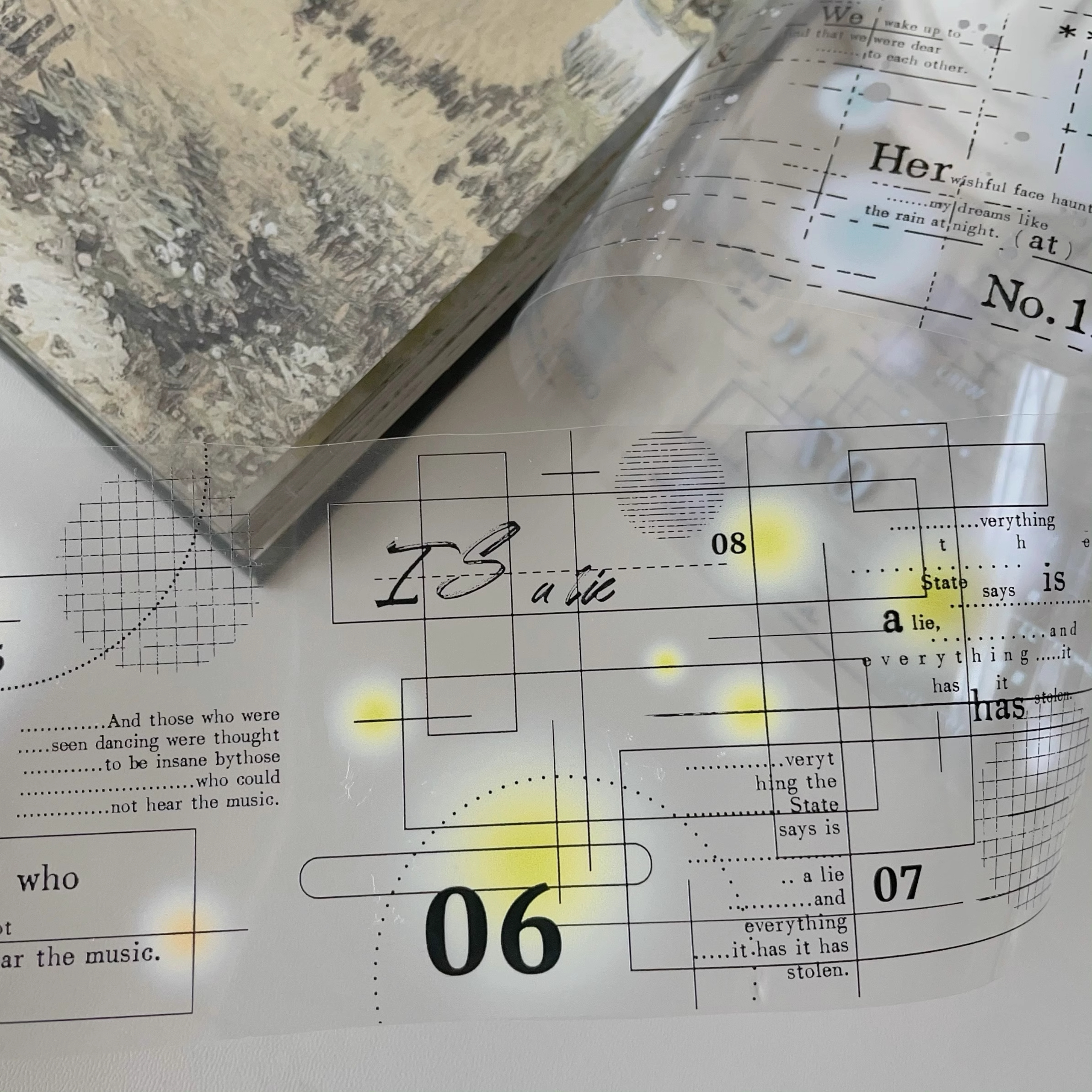 YIER Studio Text Wireframe PET Washi tape 70mm*600cm