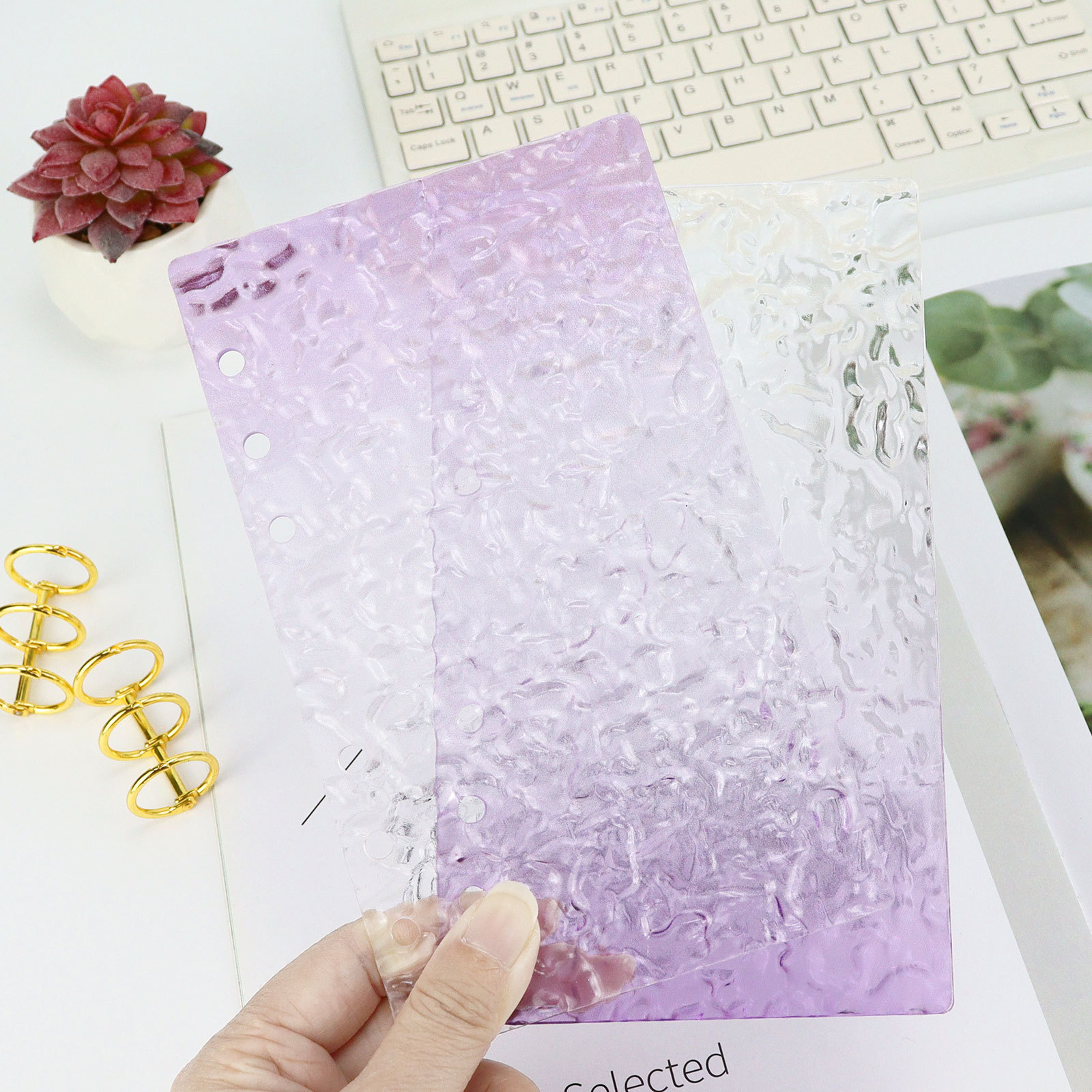 A5 A6 Thick Striped Acrylic Binder with Detachable Cover