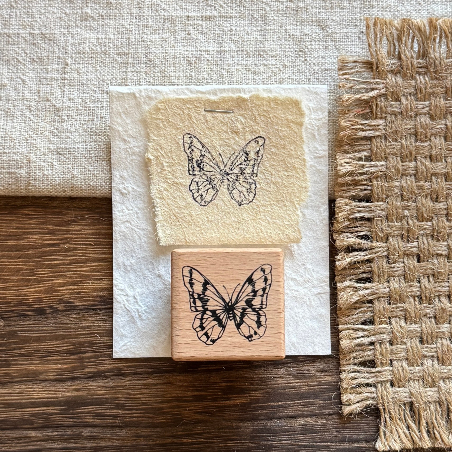 Vintage Nature Sketch Wooden Rubber Stamp | Butterfly Mushroom Dragonfly Botanical