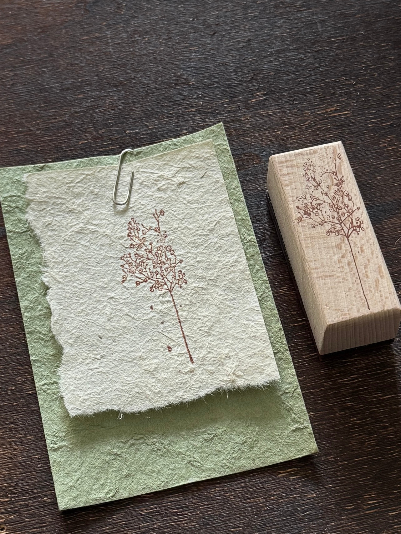 Vintage Nature Sketch Wooden Rubber Stamp | Butterfly Mushroom Dragonfly Botanical