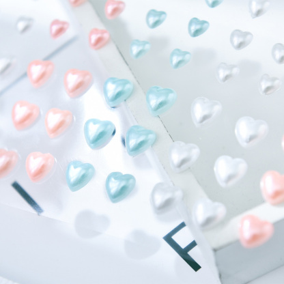 3 colors Love Shape Acrylic semicircle pearl sticker