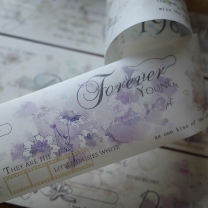 YIER Studio Watercolor Text flowers PET Washi Tape 2.17 inch * 236.22 inch