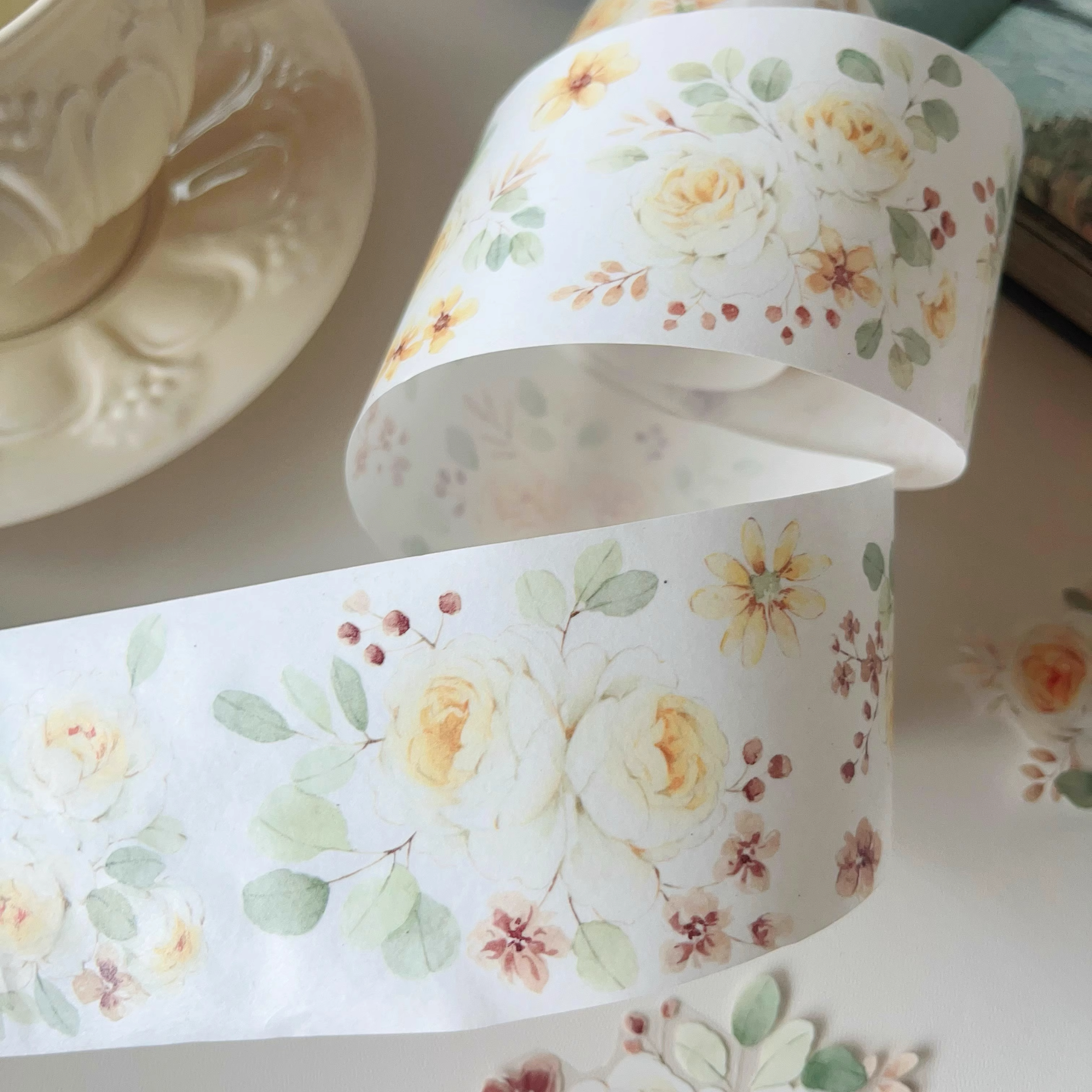 YIER Yellow rose themed PET tape 55mm*500cm
