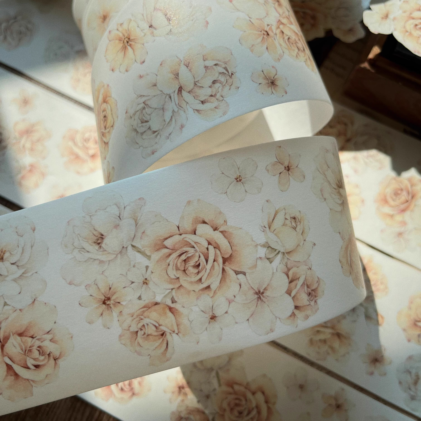 YIER Studio Orange White Vintage Rose PET Washi Tape 2.36 inches * 236.22 inches