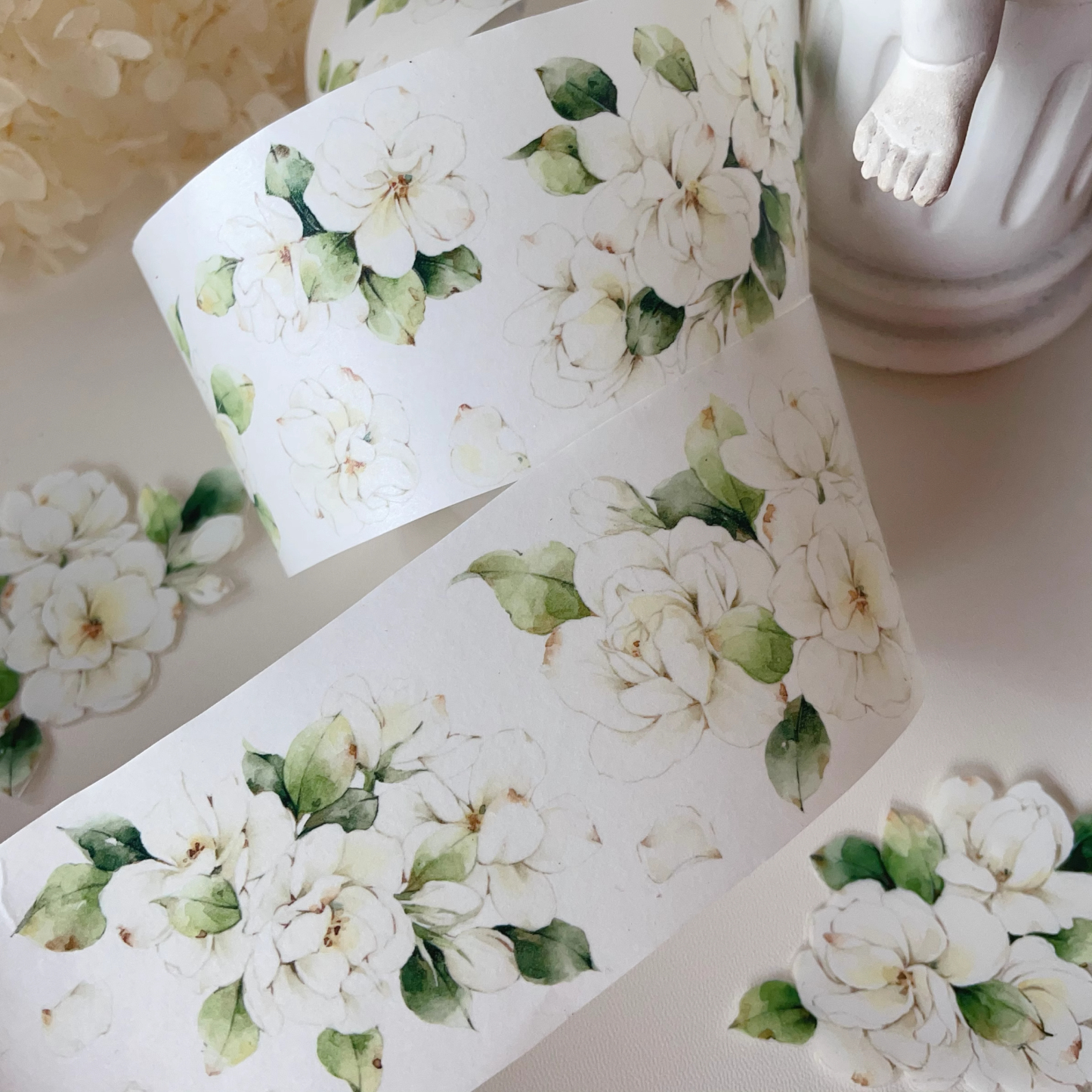 YIER Studio White Jasmine Flowers PET Washi tape 55mm*600cm