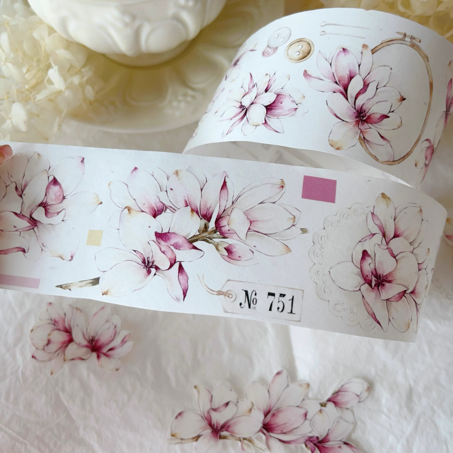 YIER Studio Purple Flowers PET Washi tape 55mm*600cm