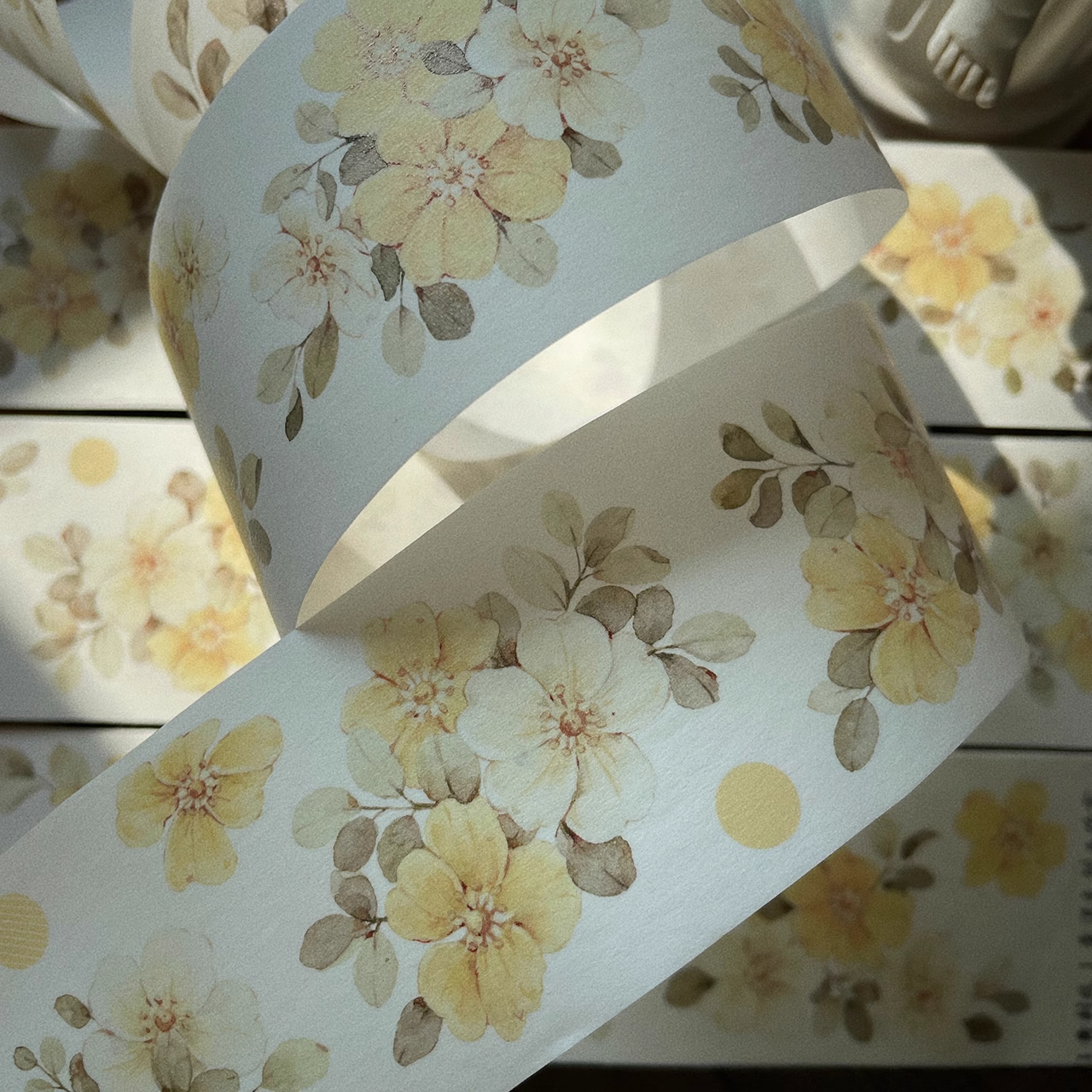 YIER Studio Pretty Vintage Yellow Rose PET Washi Tape 2.17 inch * 236.22 inch