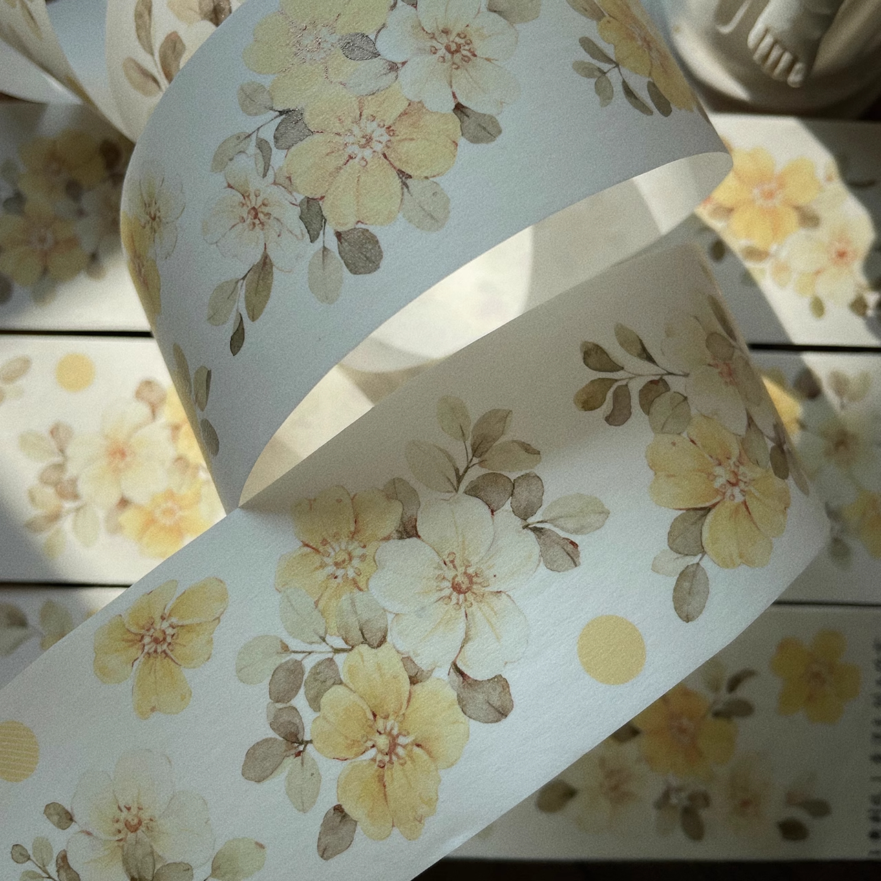 YIER Studio Pretty Vintage Yellow Rose PET Washi Tape 2.17 inch * 236.22 inch