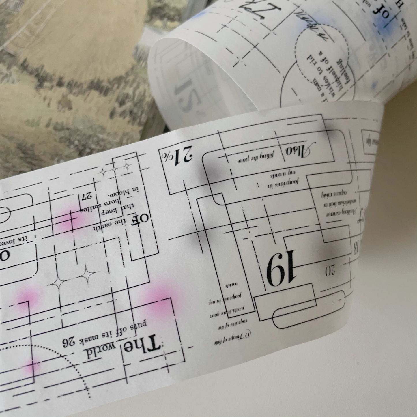 YIER Studio Text Wireframe PET Washi tape 70mm*600cm