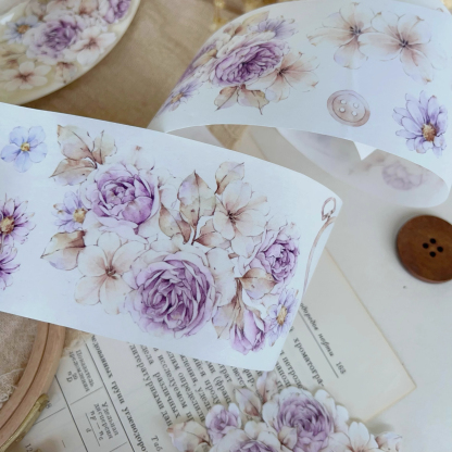 YIER Studio Dusk Purple Flowers PET Washi tape 60mm*600cm