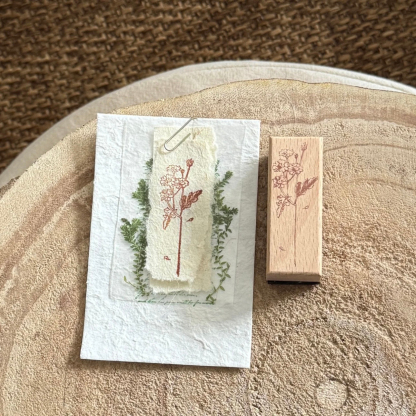 Vintage Nature Sketch Wooden Rubber Stamp | Butterfly Mushroom Dragonfly Botanical
