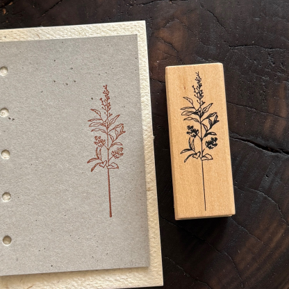 Vintage Nature Sketch Wooden Rubber Stamp | Butterfly Mushroom Dragonfly Botanical