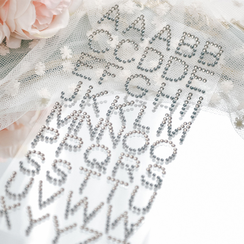 English alphabet transparent diamond stickers